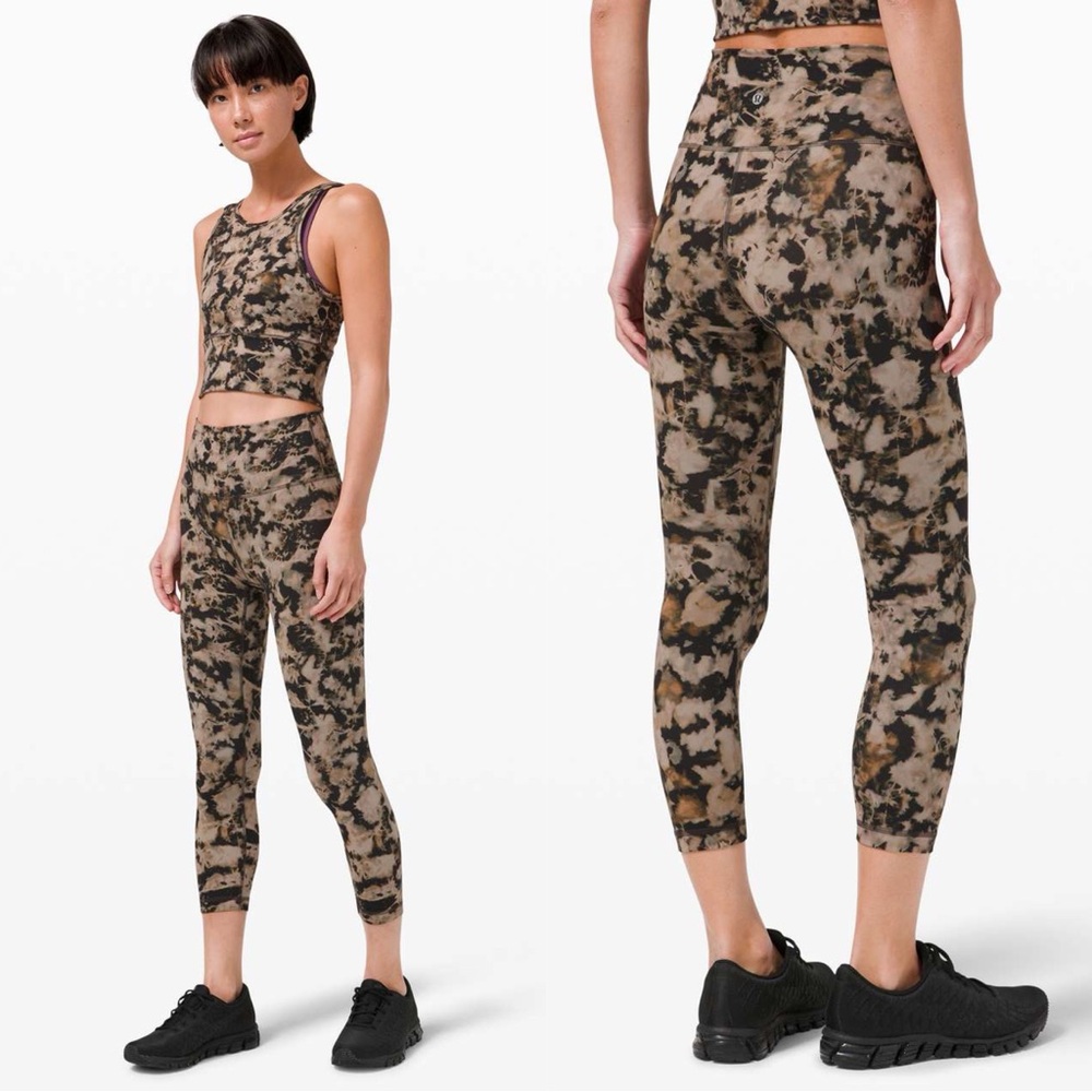 Lululemon Wunder Train High Rise Crop 23" Dispersed Light Raw Linen W6BNKS‎ SZ 4
